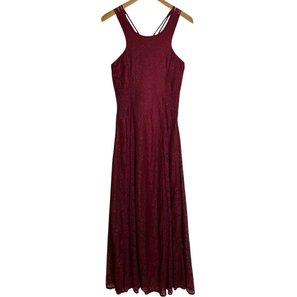 Soieblu Crimson Lace Maxi Dress Whimsigoth Gothic LARGE Dark Romantic 90s